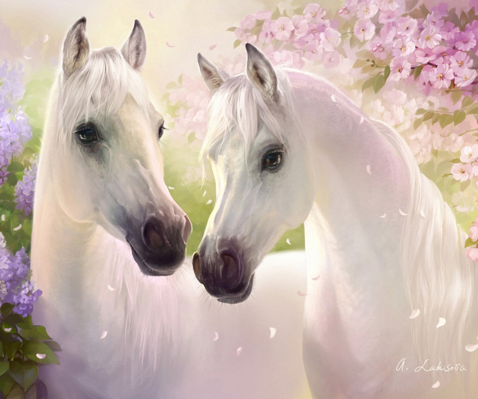 Fondo de pantalla White Horse Painting 960x800
