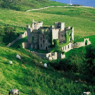 Medieval Castle On Green Hill - Obrázkek zdarma pro 1024x1024