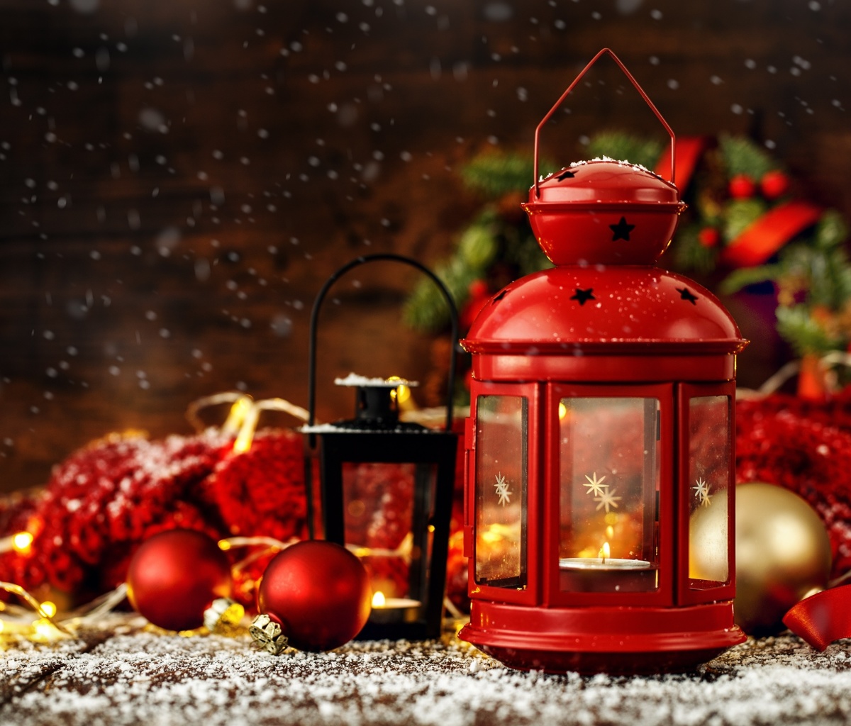 Christmas candles with holiday decor wallpaper 1200x1024
