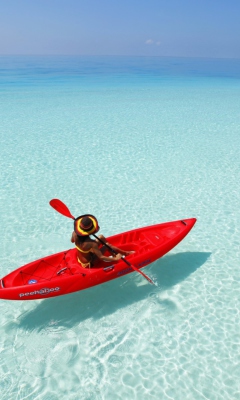 Screenshot №1 pro téma Red Kayak And Transparent Water 240x400