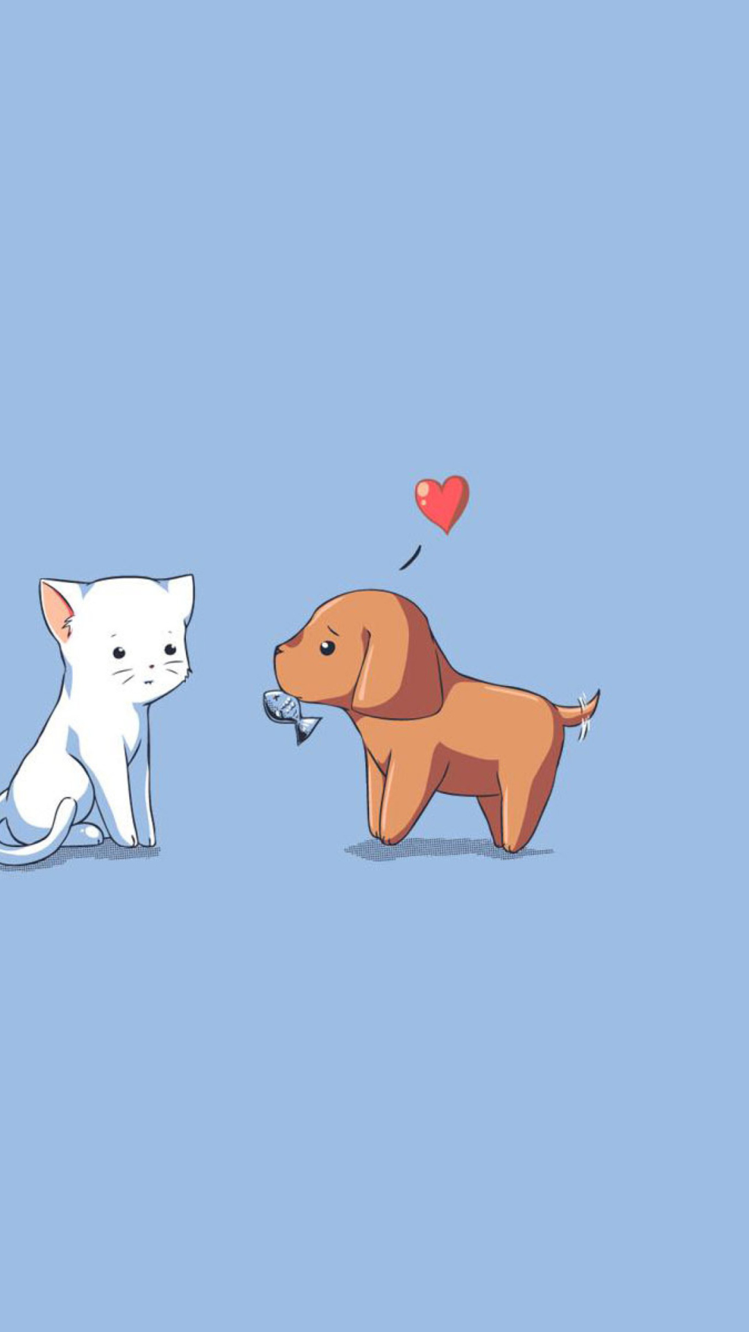 Dog And Cat On Blue Background wallpaper 1080x1920