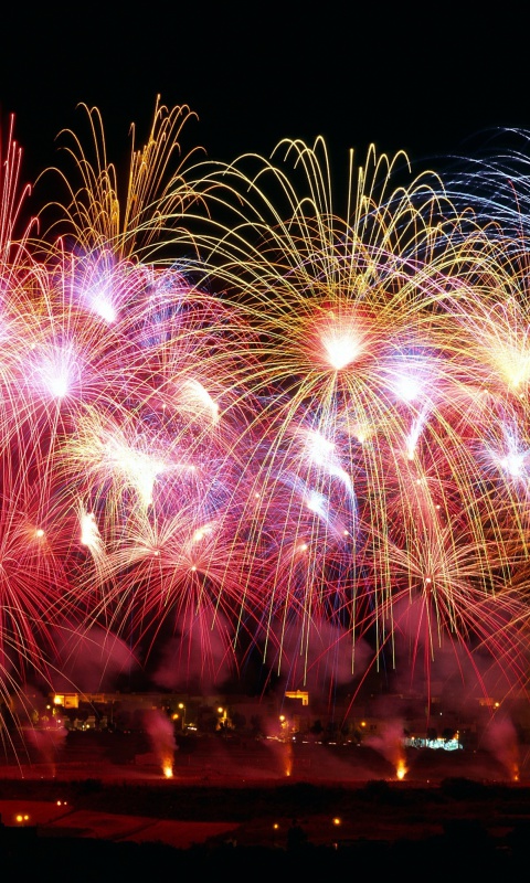 Das New Years Fireworks Wallpaper 480x800