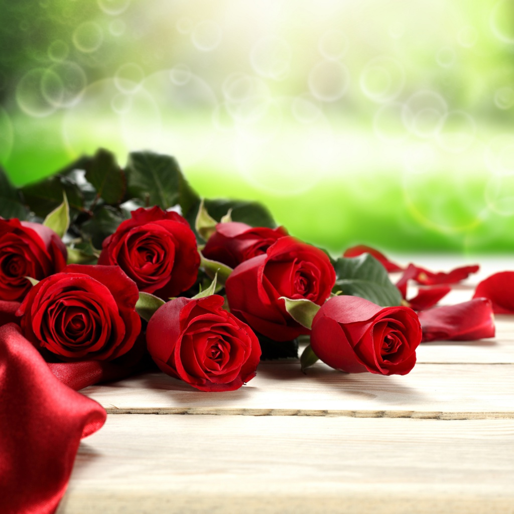 Fondo de pantalla Red Roses for Valentines Day 1024x1024