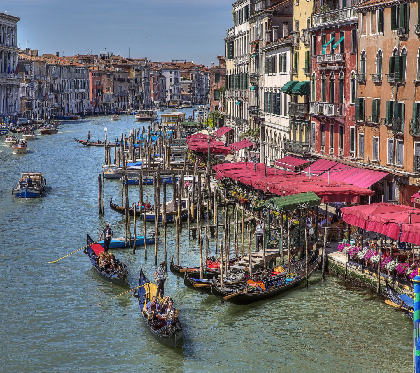 Обои Venice Canals Painting 1440x1280