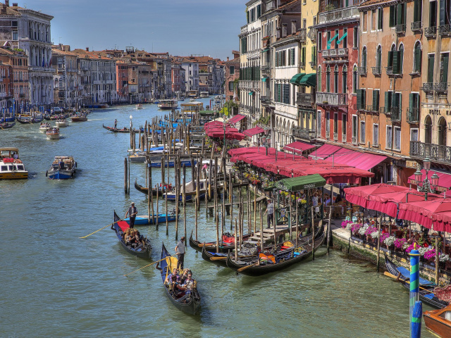 Das Venice Canals Painting Wallpaper 640x480