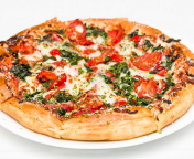 Pizza with spinach wallpaper 176x144