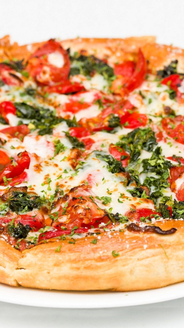 Pizza with spinach wallpaper 360x640