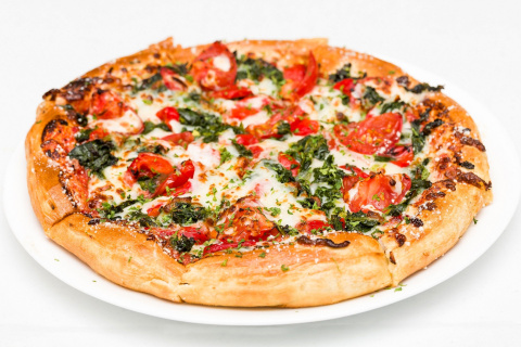 Fondo de pantalla Pizza with spinach 480x320
