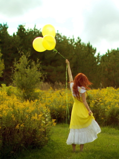 Das Girl With Yellow Balloon Wallpaper 240x320