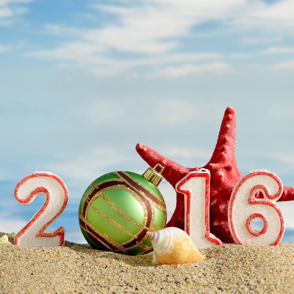 Sfondi New Year 2016 Beach Theme 1024x1024