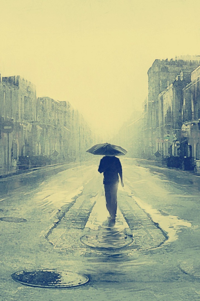 Screenshot №1 pro téma Man In Rain Painting 640x960
