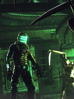 Isaac Clarke in Dead Space battle Necromorphs screenshot #1 240x320