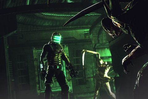 Isaac Clarke in Dead Space battle Necromorphs screenshot #1 480x320