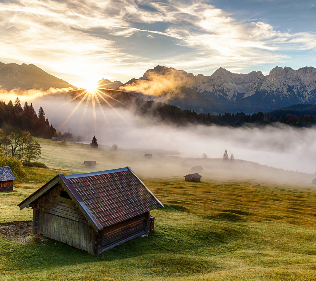 Fondo de pantalla Morning in Alps 1080x960