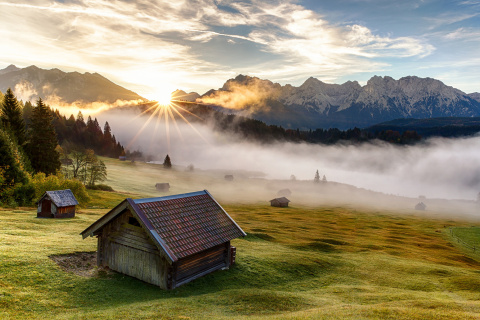 Обои Morning in Alps 480x320
