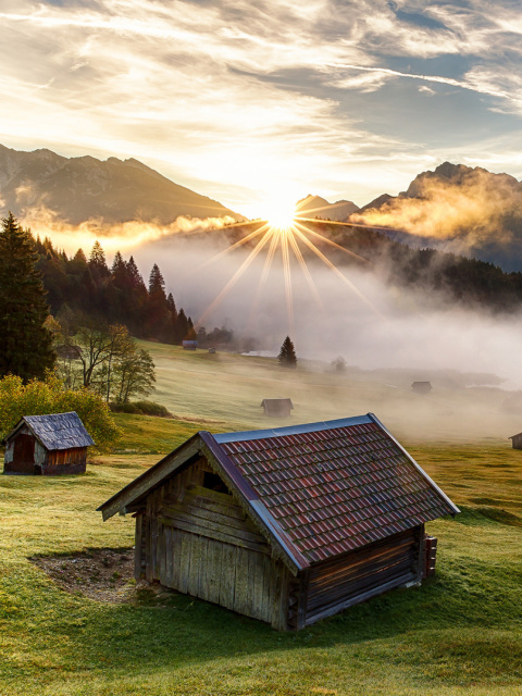 Das Morning in Alps Wallpaper 480x640