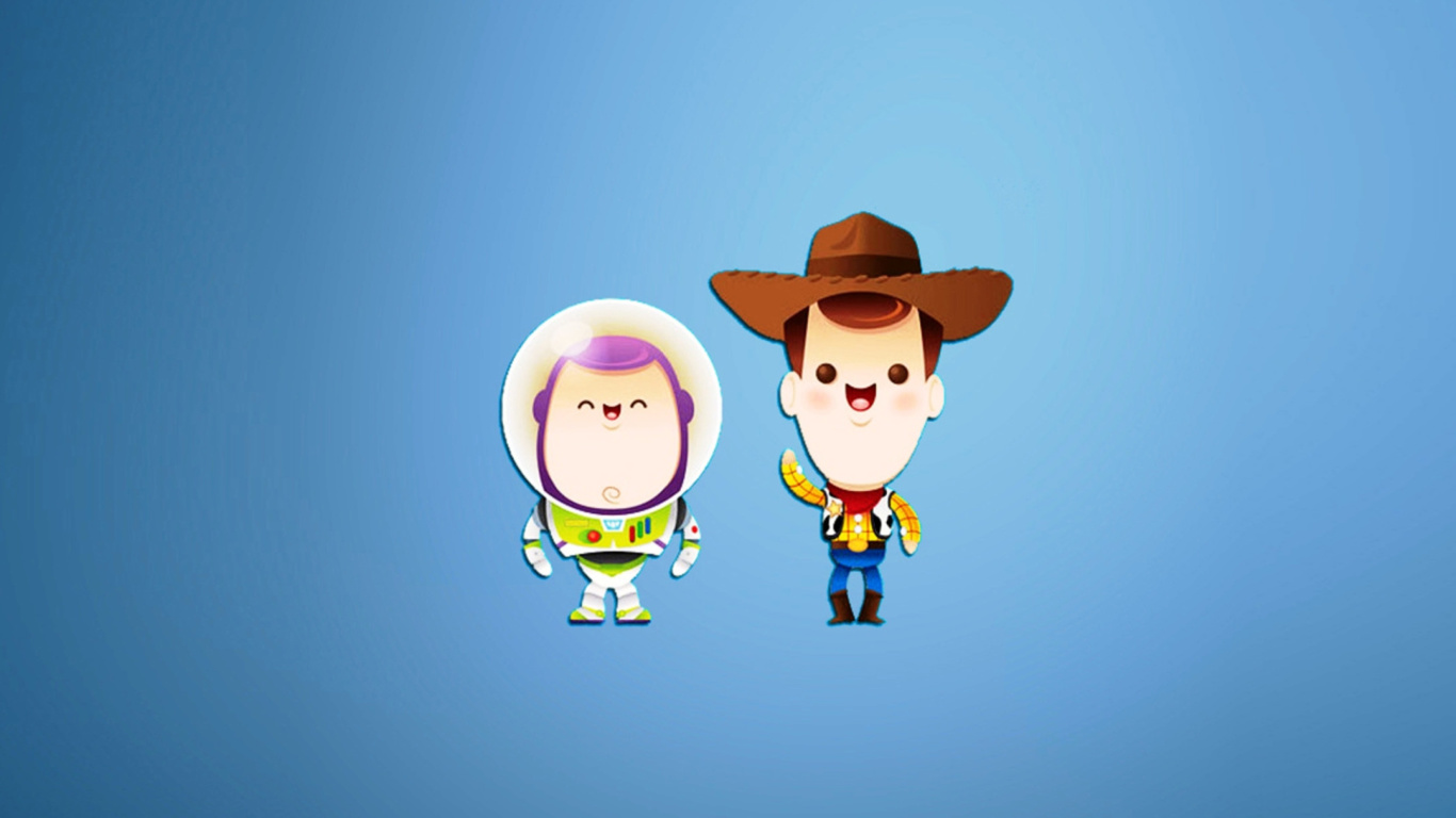 Buzz and Woody in Toy Story wallpaper 1366x768