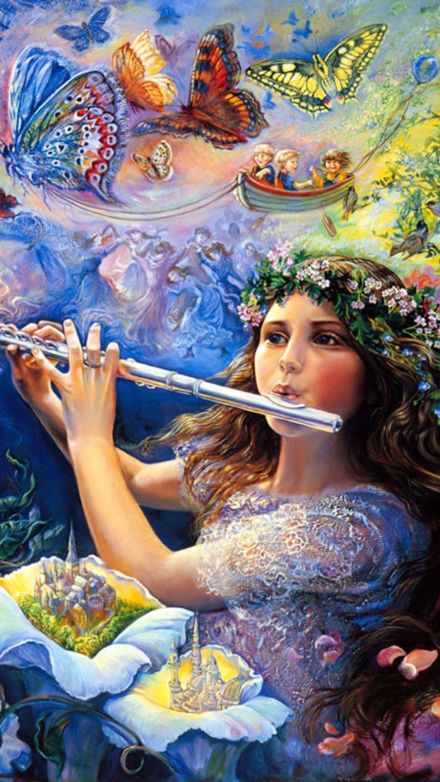 Das Josephine Wall Paintings - Enchanted Flute Wallpaper 640x1136