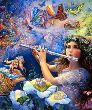 Josephine Wall Paintings - Enchanted Flute - Obrázkek zdarma pro iPhone 5C