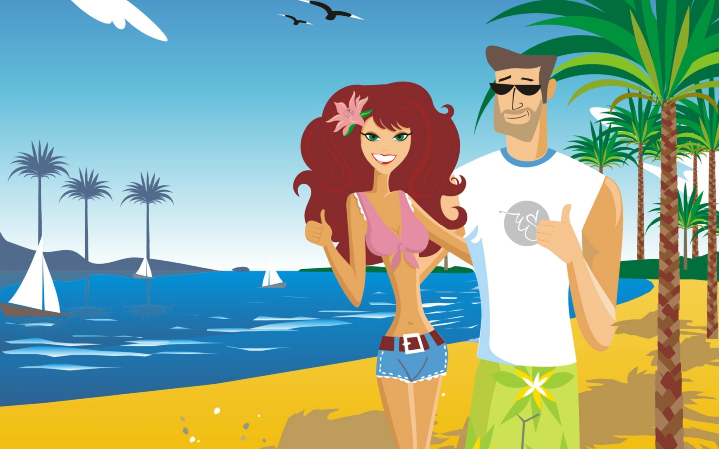 Screenshot №1 pro téma Love On The Beach 1440x900