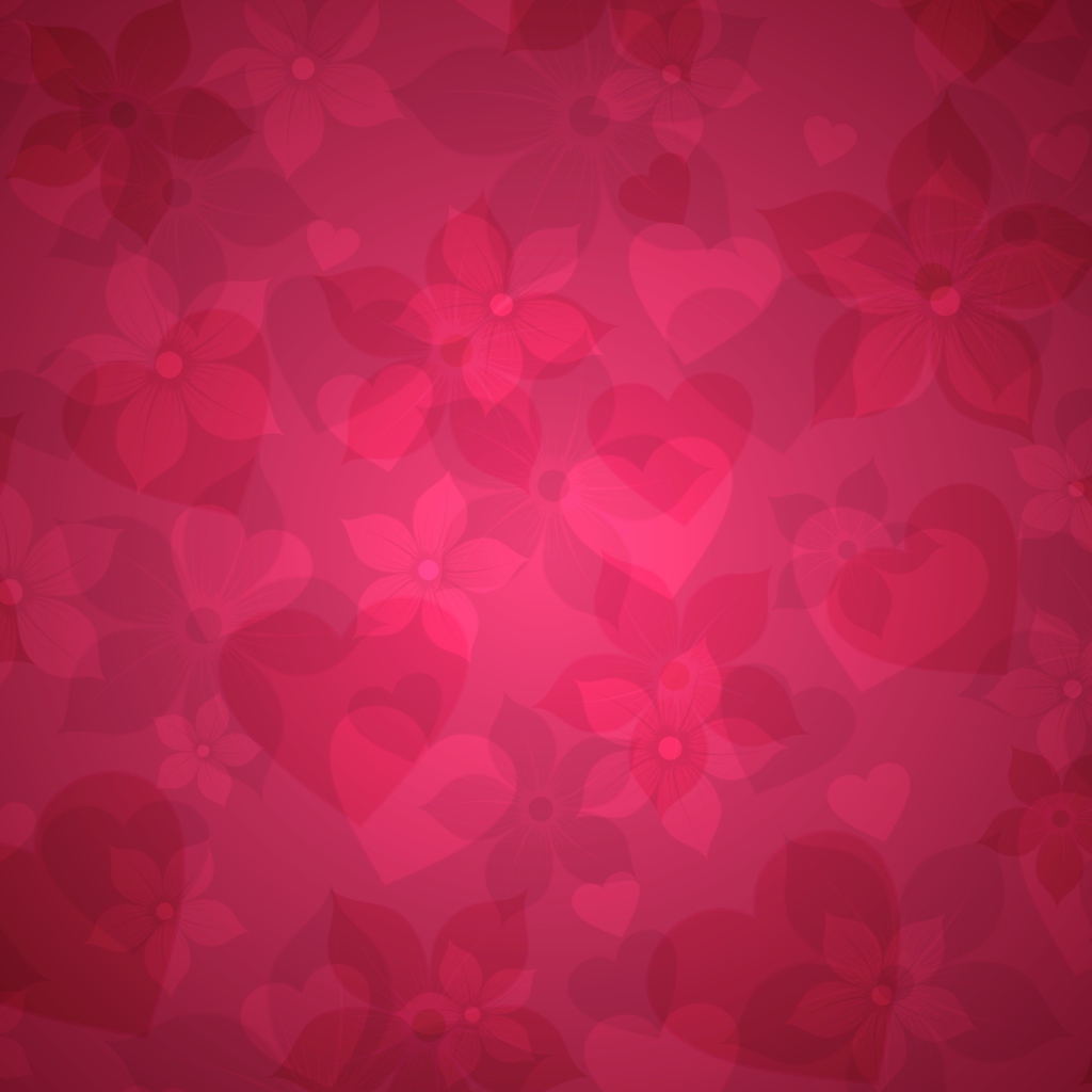 Pink Hearts And Flowers Pattern wallpaper 1024x1024