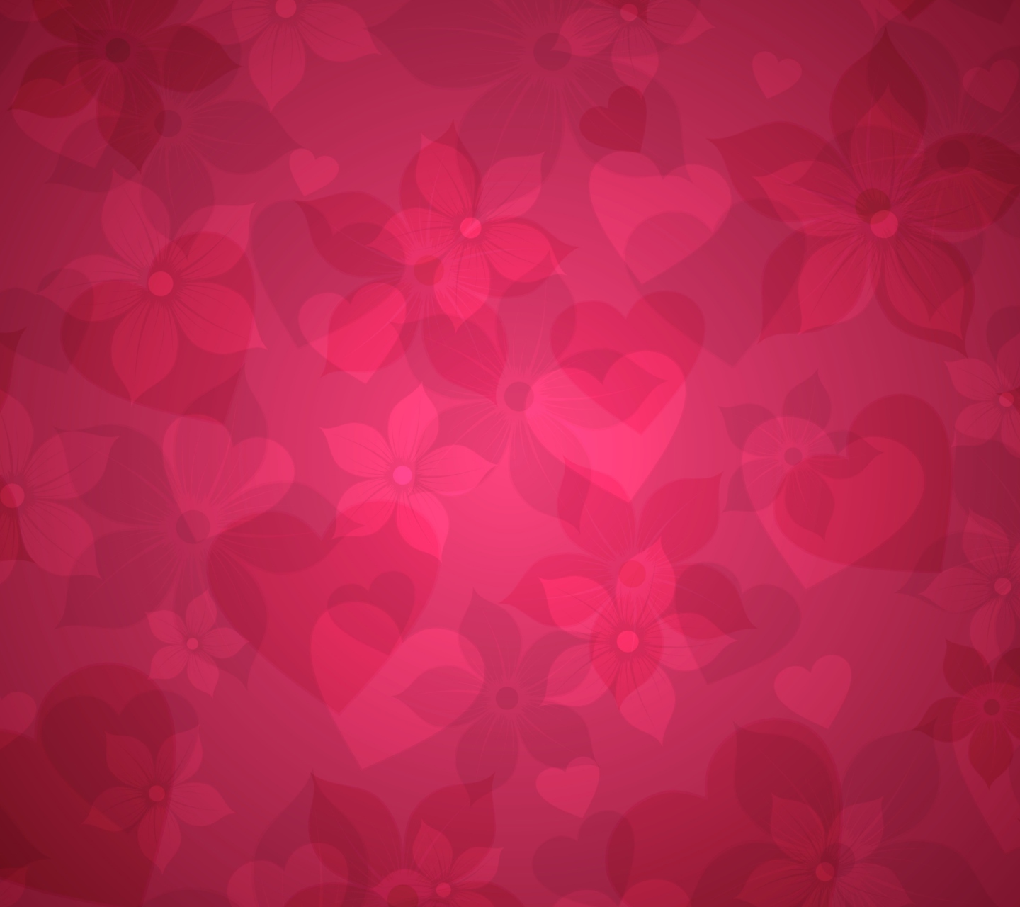 Screenshot №1 pro téma Pink Hearts And Flowers Pattern 1440x1280