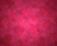 Обои Pink Hearts And Flowers Pattern 220x176