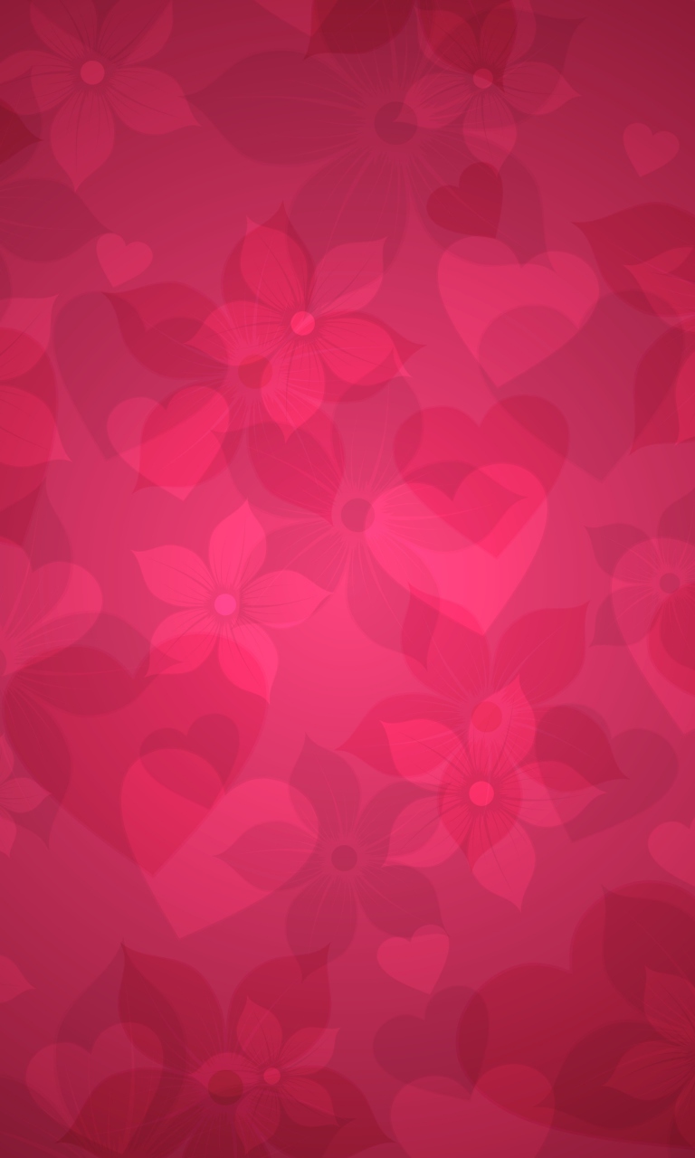 Fondo de pantalla Pink Hearts And Flowers Pattern 768x1280