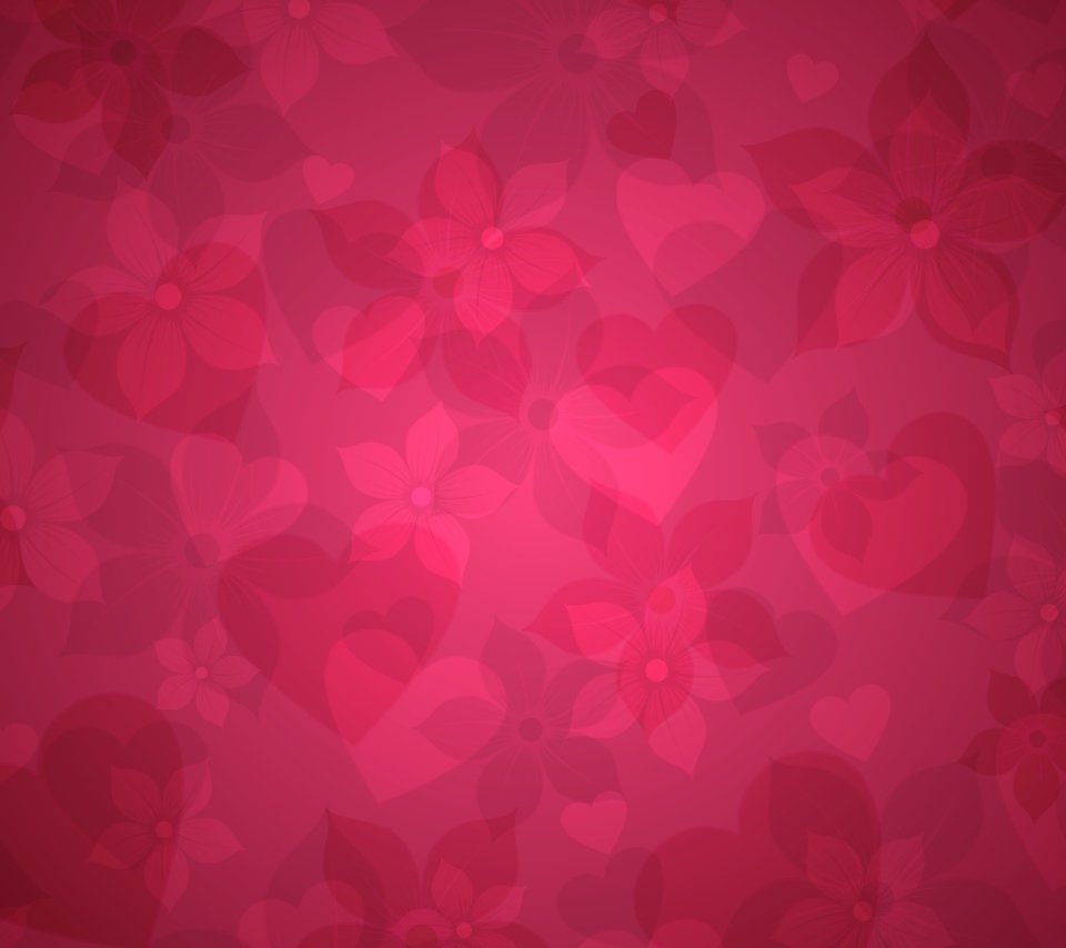 Pink Hearts And Flowers Pattern screenshot #1 960x854