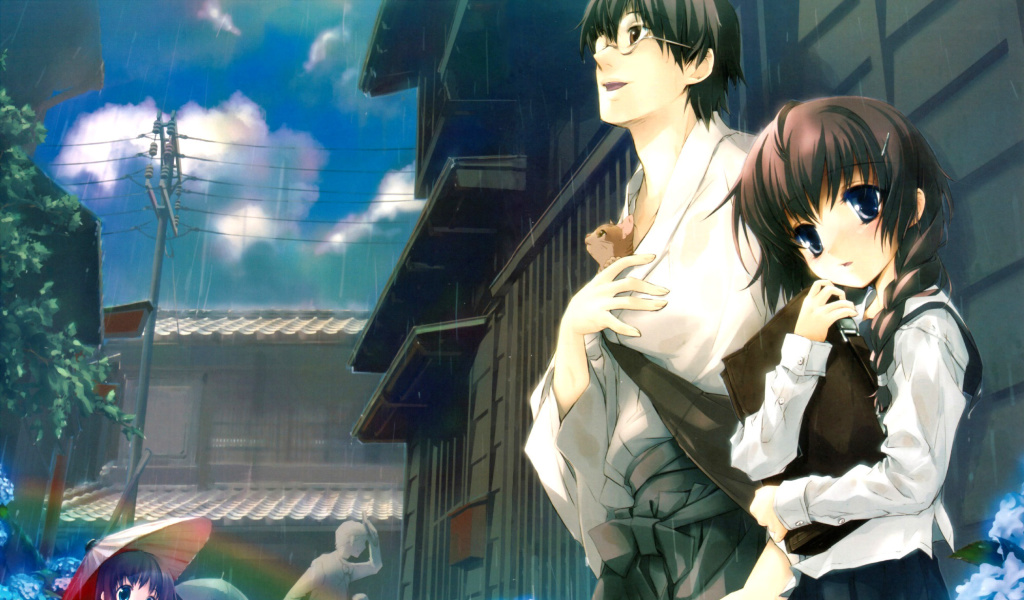 Screenshot №1 pro téma Anime Girl and Guy with kitten 1024x600