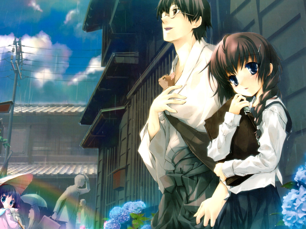 Screenshot №1 pro téma Anime Girl and Guy with kitten 1024x768