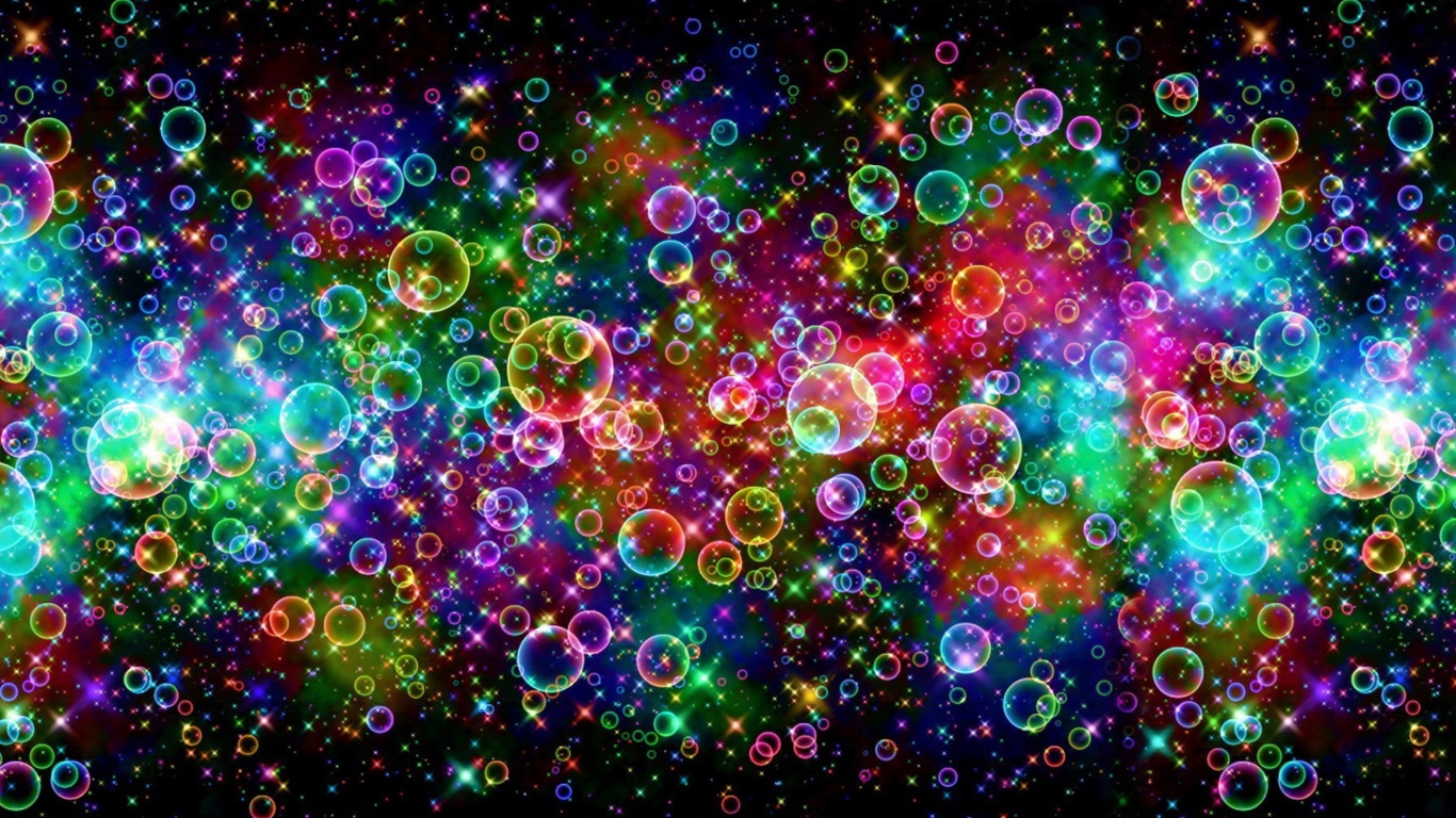 Screenshot №1 pro téma Rainbow Bubbles 1366x768