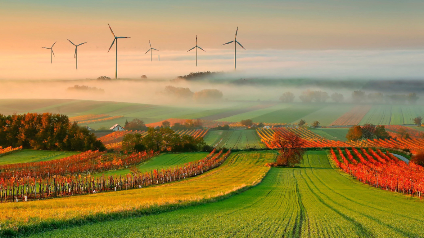 Fondo de pantalla Successful Agriculture and Wind generator 1366x768