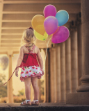 Das Little Girl With Colorful Balloons Wallpaper 128x160