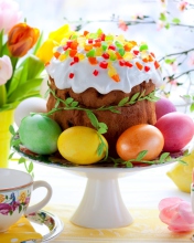 Обои Easter Cake And Eggs 176x220