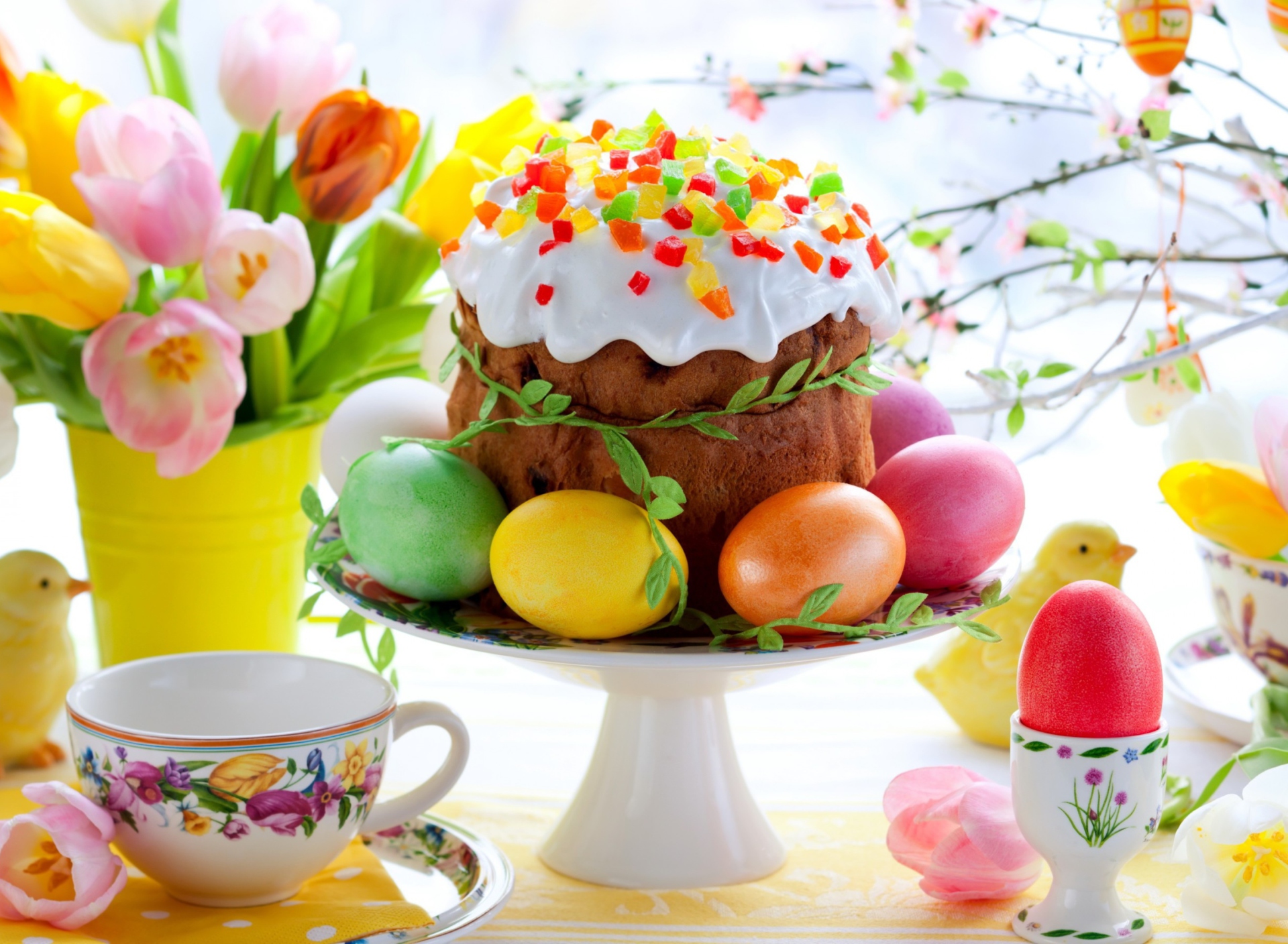 Das Easter Cake And Eggs Wallpaper 1920x1408