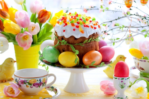 Screenshot №1 pro téma Easter Cake And Eggs 480x320