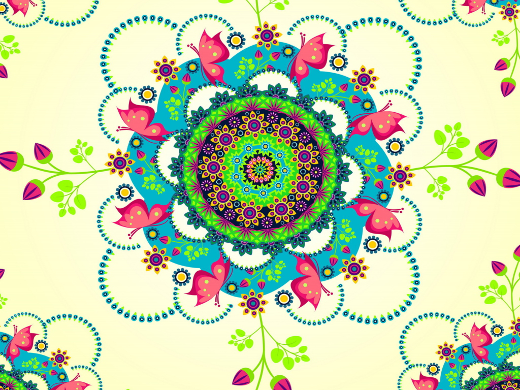 Mandala Flowers wallpaper 1024x768