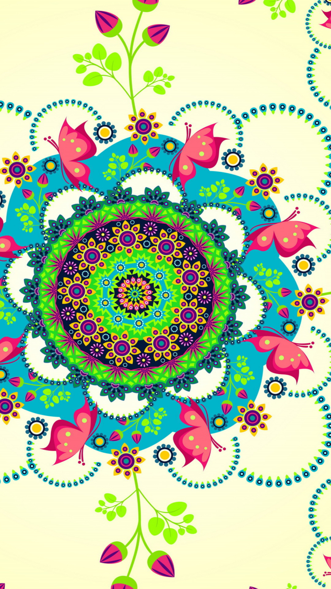 Fondo de pantalla Mandala Flowers 1080x1920