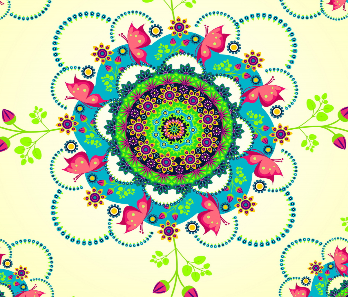 Das Mandala Flowers Wallpaper 1200x1024