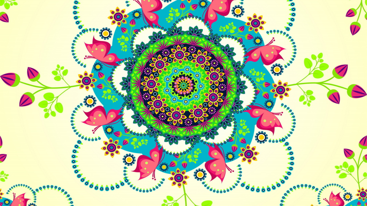 Sfondi Mandala Flowers 1280x720