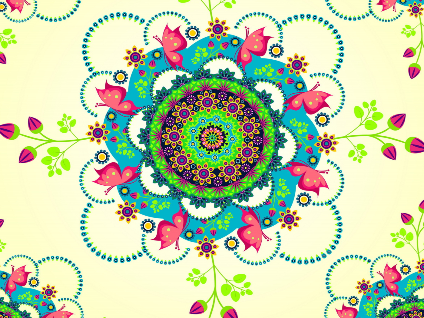Das Mandala Flowers Wallpaper 1400x1050