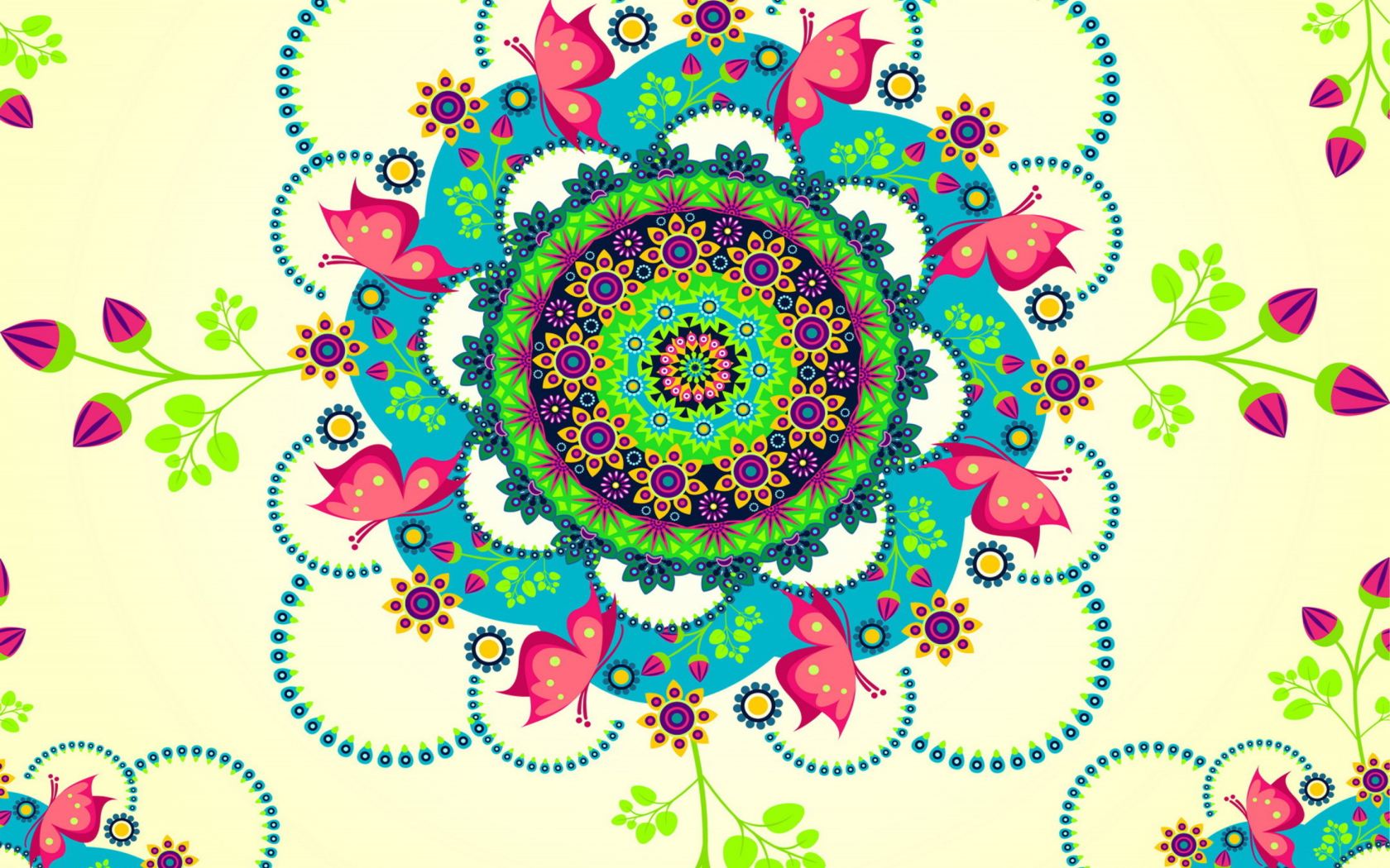 Fondo de pantalla Mandala Flowers 1680x1050