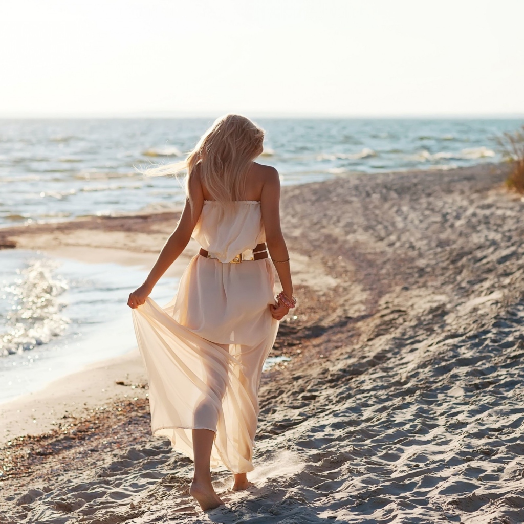 Girl In White Dress On Beach screenshot #1 1024x1024