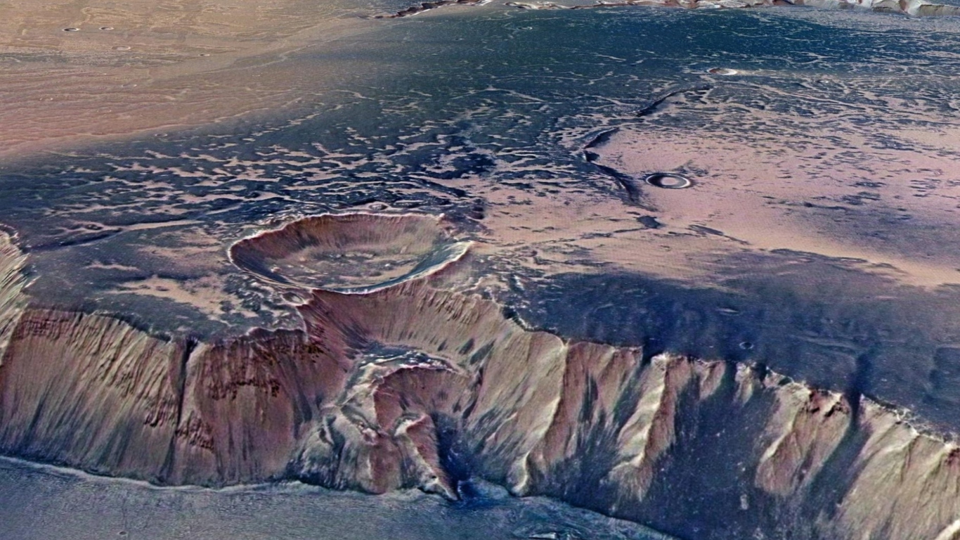 Fondo de pantalla Mars Crater 1366x768