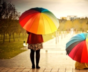 Screenshot №1 pro téma Girl With Rainbow Umbrella 176x144