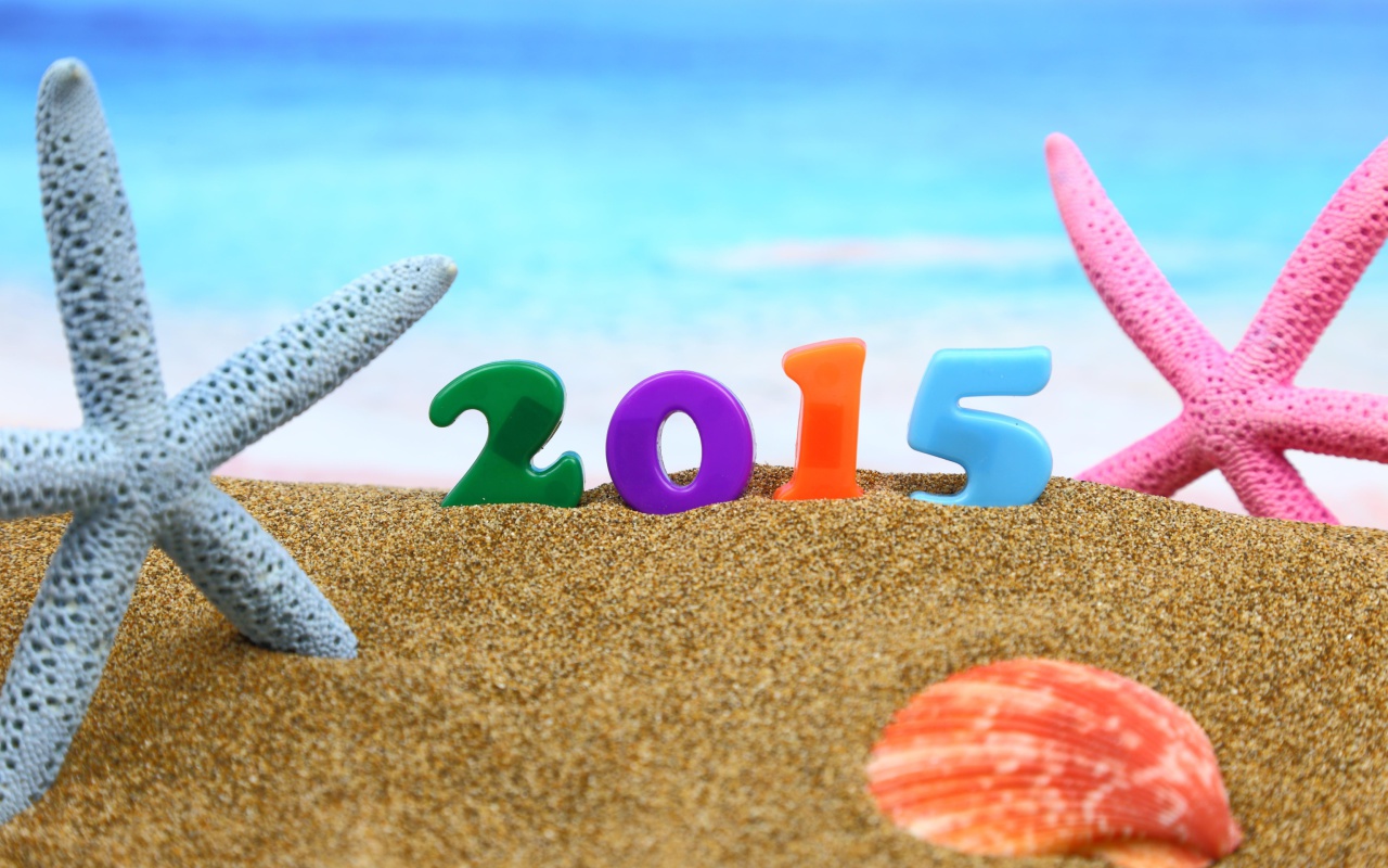 Screenshot №1 pro téma Happy New Year 2015 on Beach 1280x800