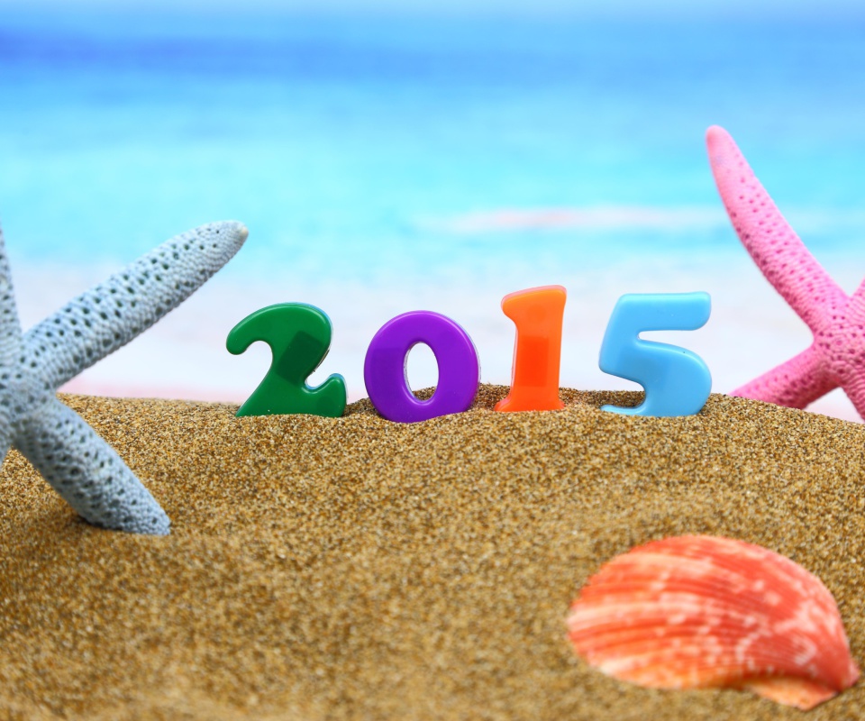 Sfondi Happy New Year 2015 on Beach 960x800