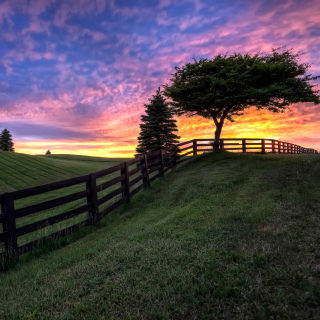 Hills Countryside Sunset - Obrázkek zdarma pro 208x208