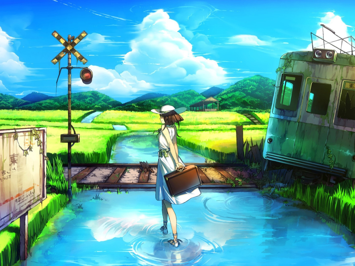 Das Anime Landscape in Broken City Wallpaper 1400x1050